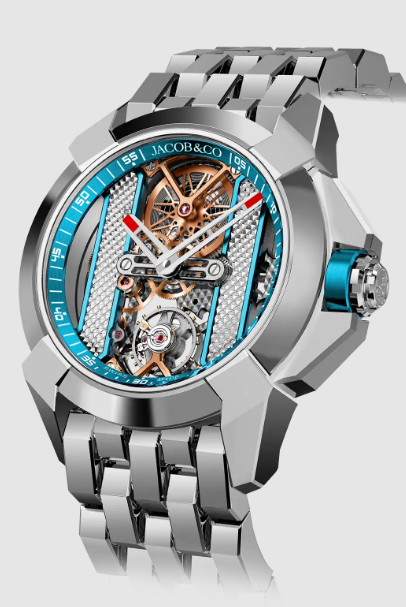 Review Jacob & Co epic x bridges STAINLESS STEEL (LIGHT BLUE) BRACELET EX120.10.AC.AB.A10AA Replica watch